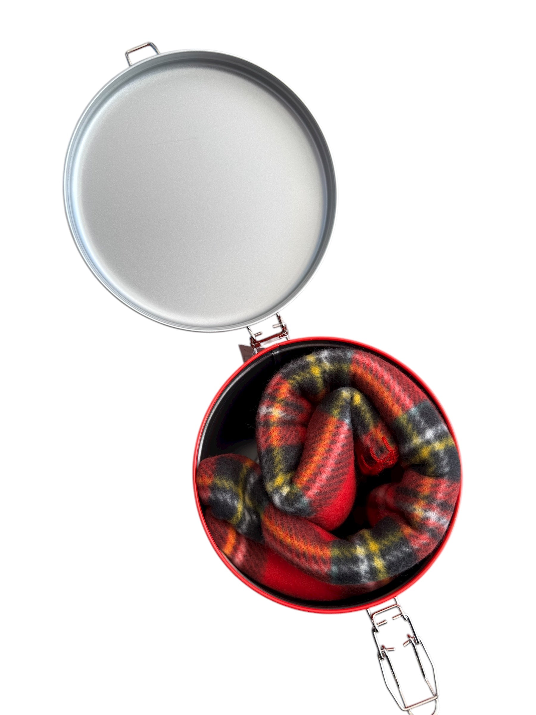 Set scatola in latta con plaid scozzese