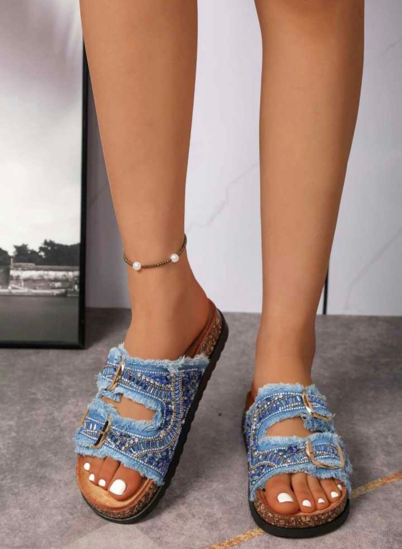 Sandali Frange E Strass