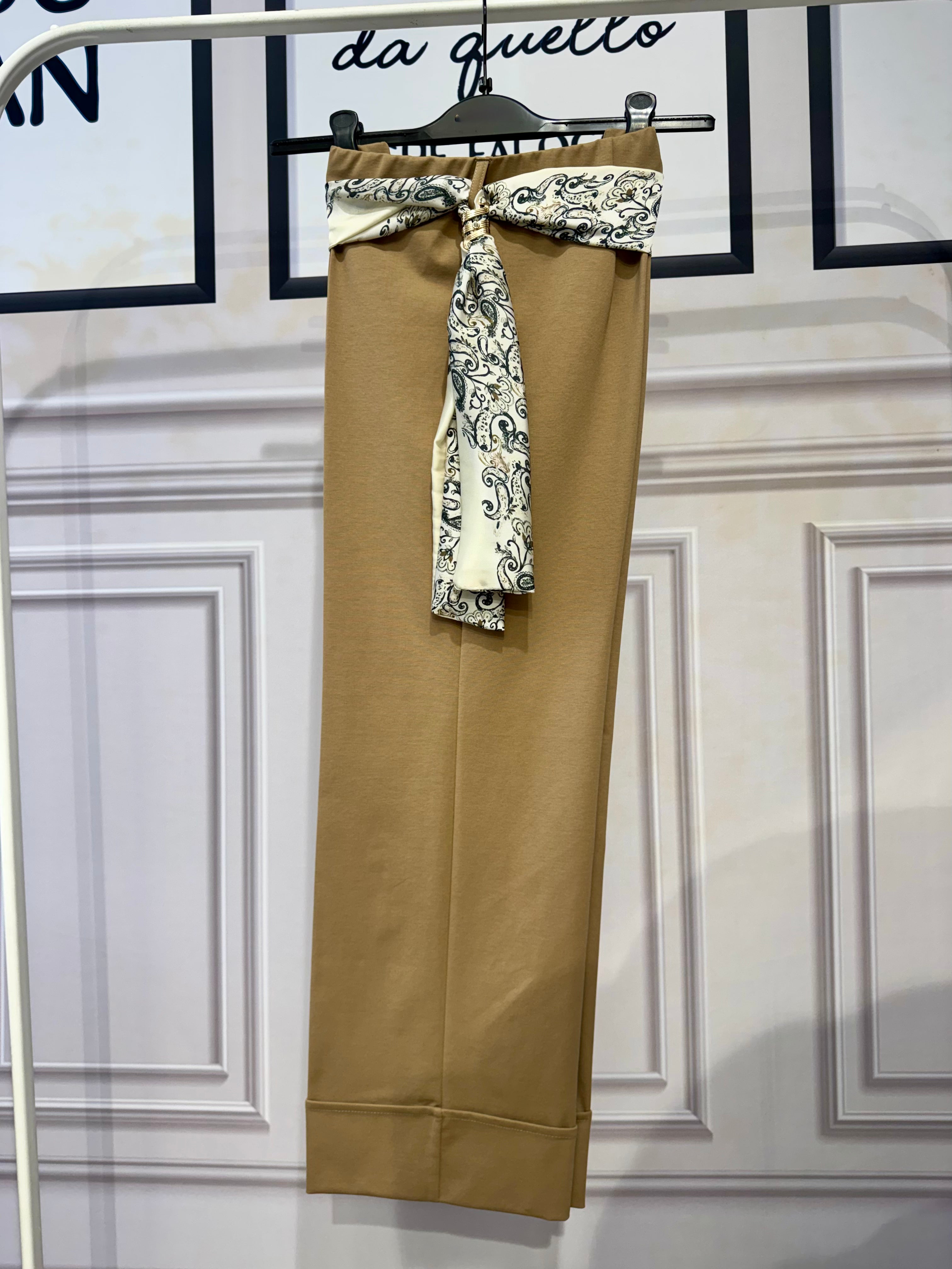 Pantaloni cosciasecca foulard punto Roma