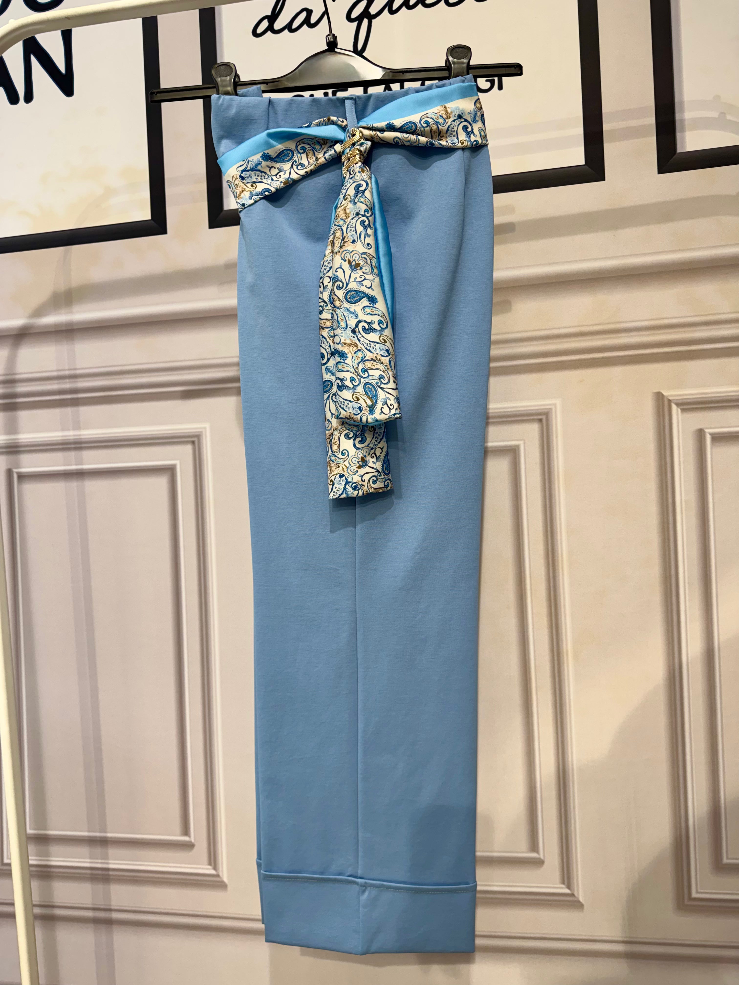 Pantaloni cosciasecca foulard punto Roma