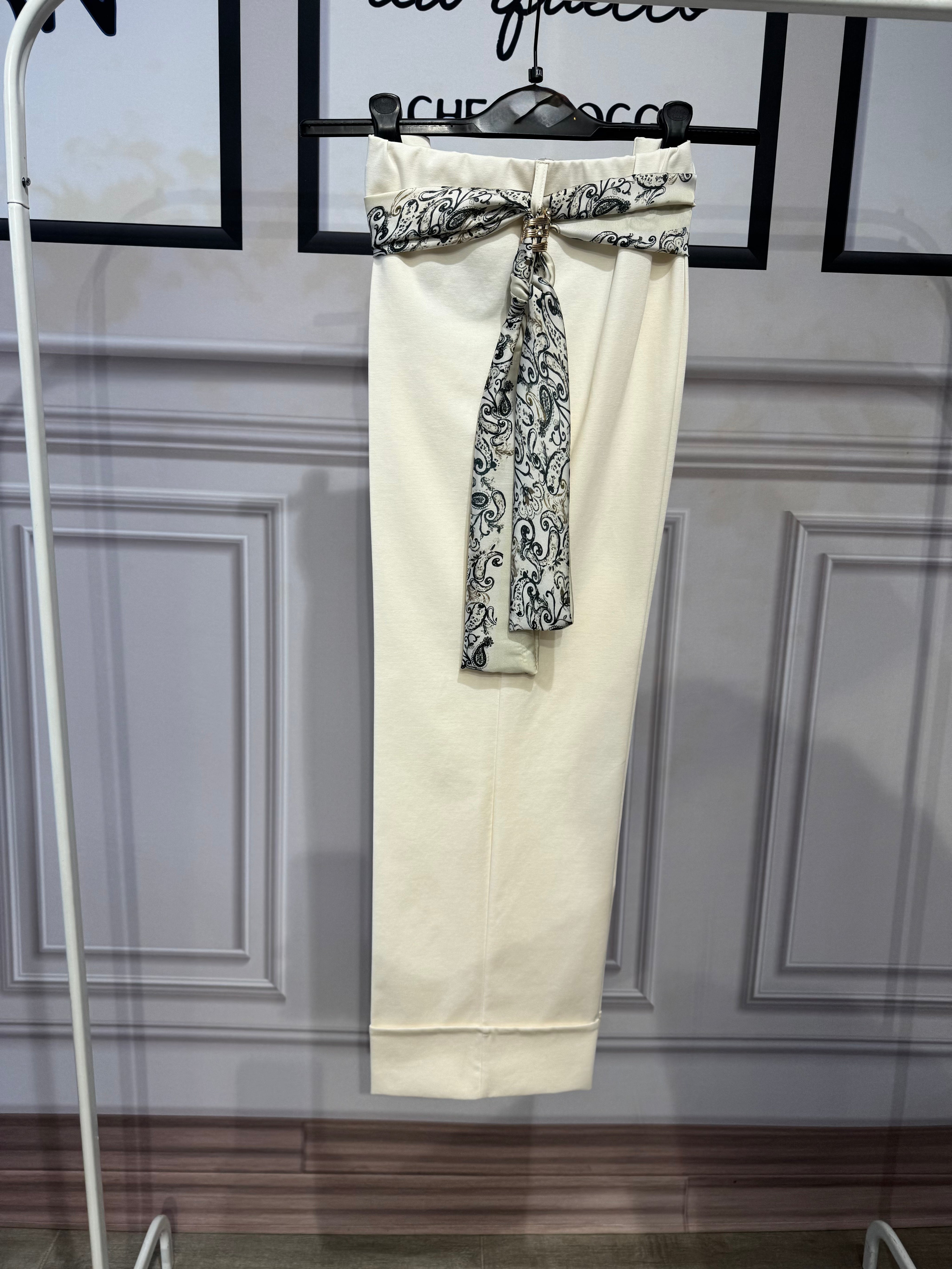 Pantaloni cosciasecca foulard punto Roma