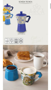 Barattolo in ceramica, a forma di caffettiera / Porta zucchero e caffè