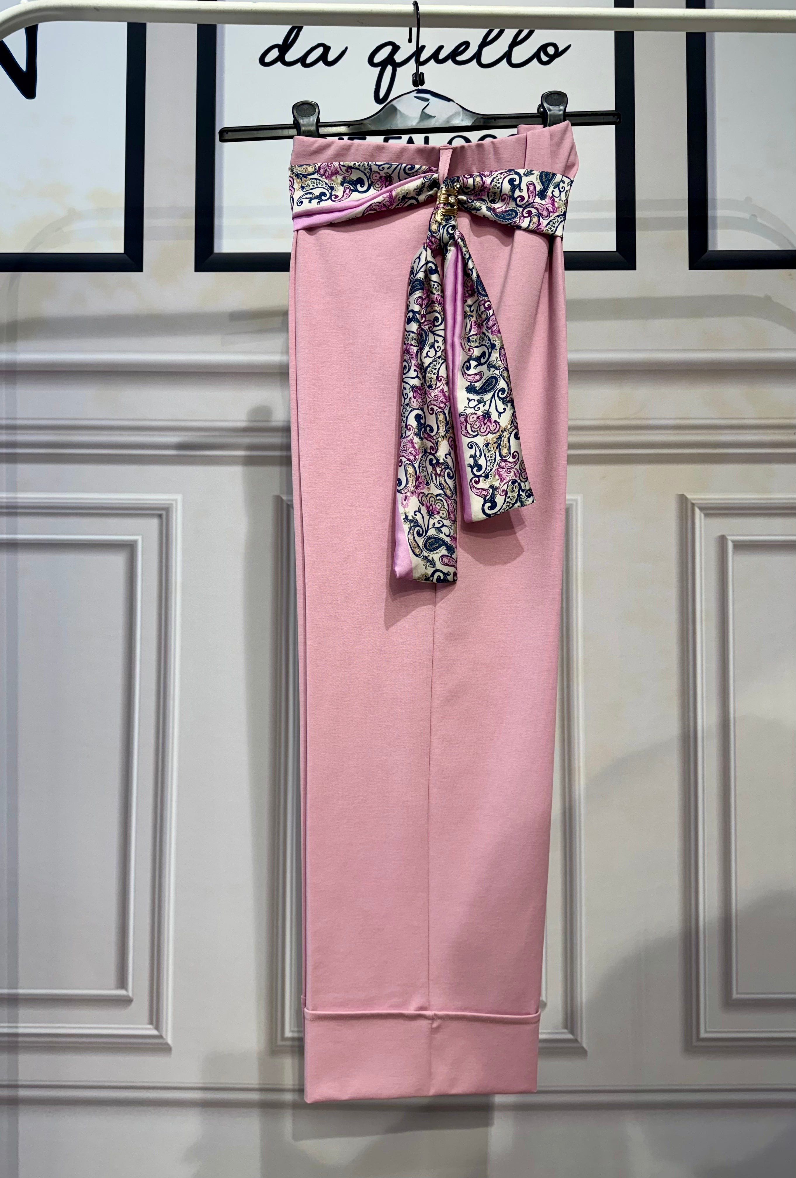 Pantaloni cosciasecca foulard punto Roma