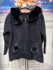 Giacca pelliccia pon pon