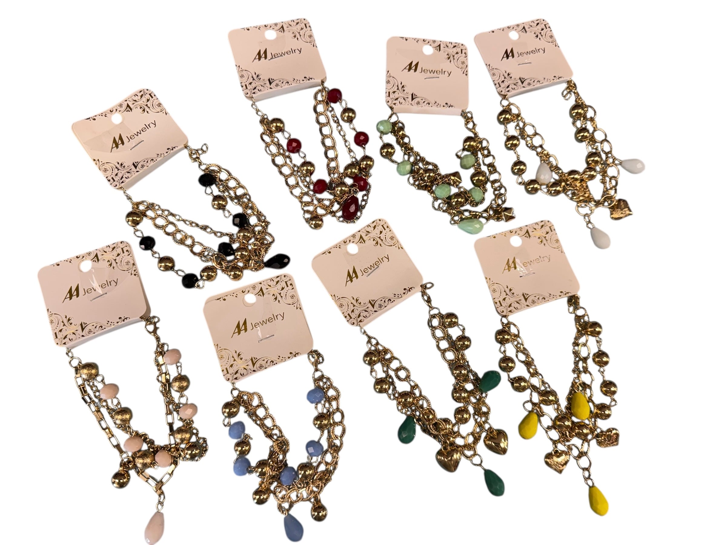 Bracciale multifilo con ciondoli colorati