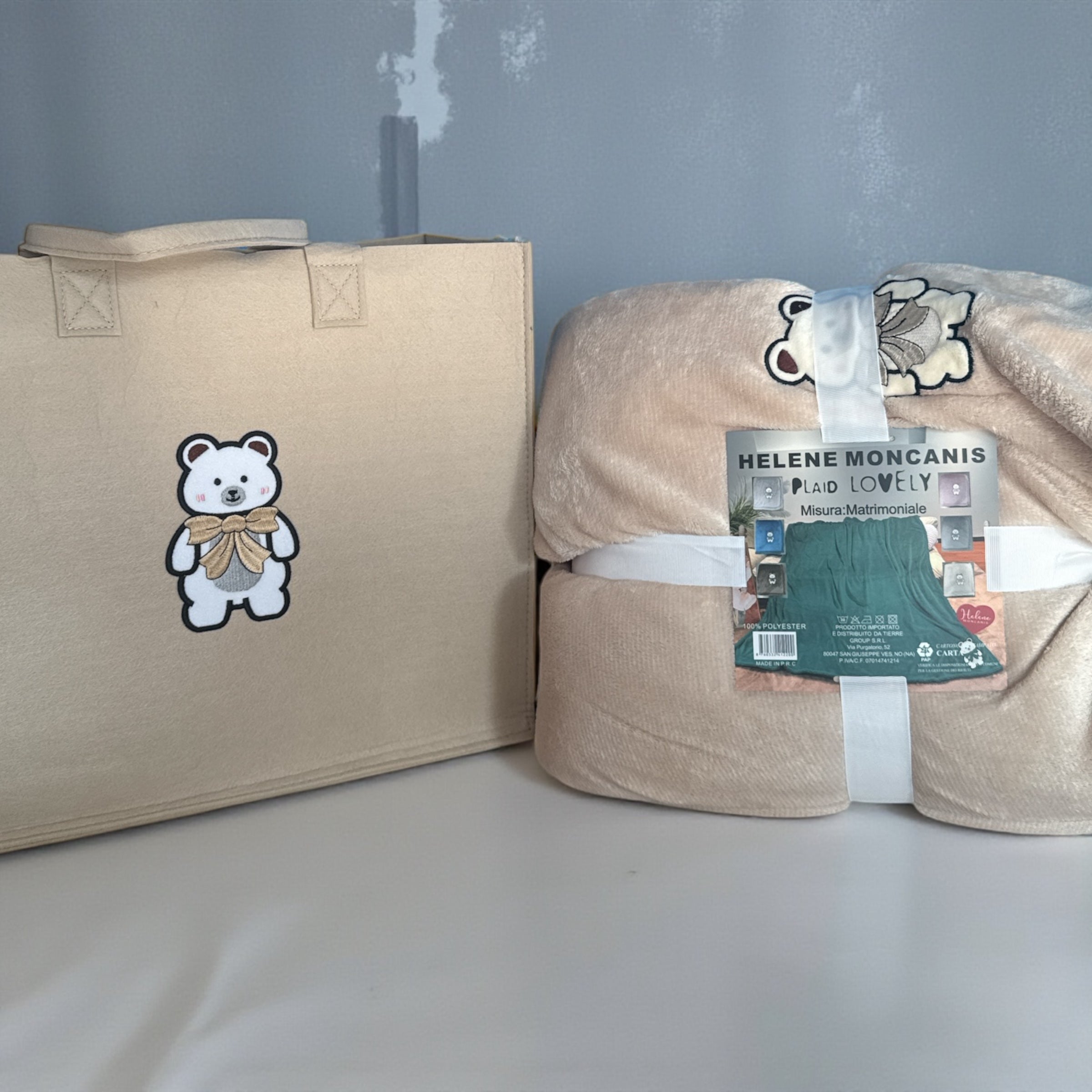 Borsa e plaid orsetto