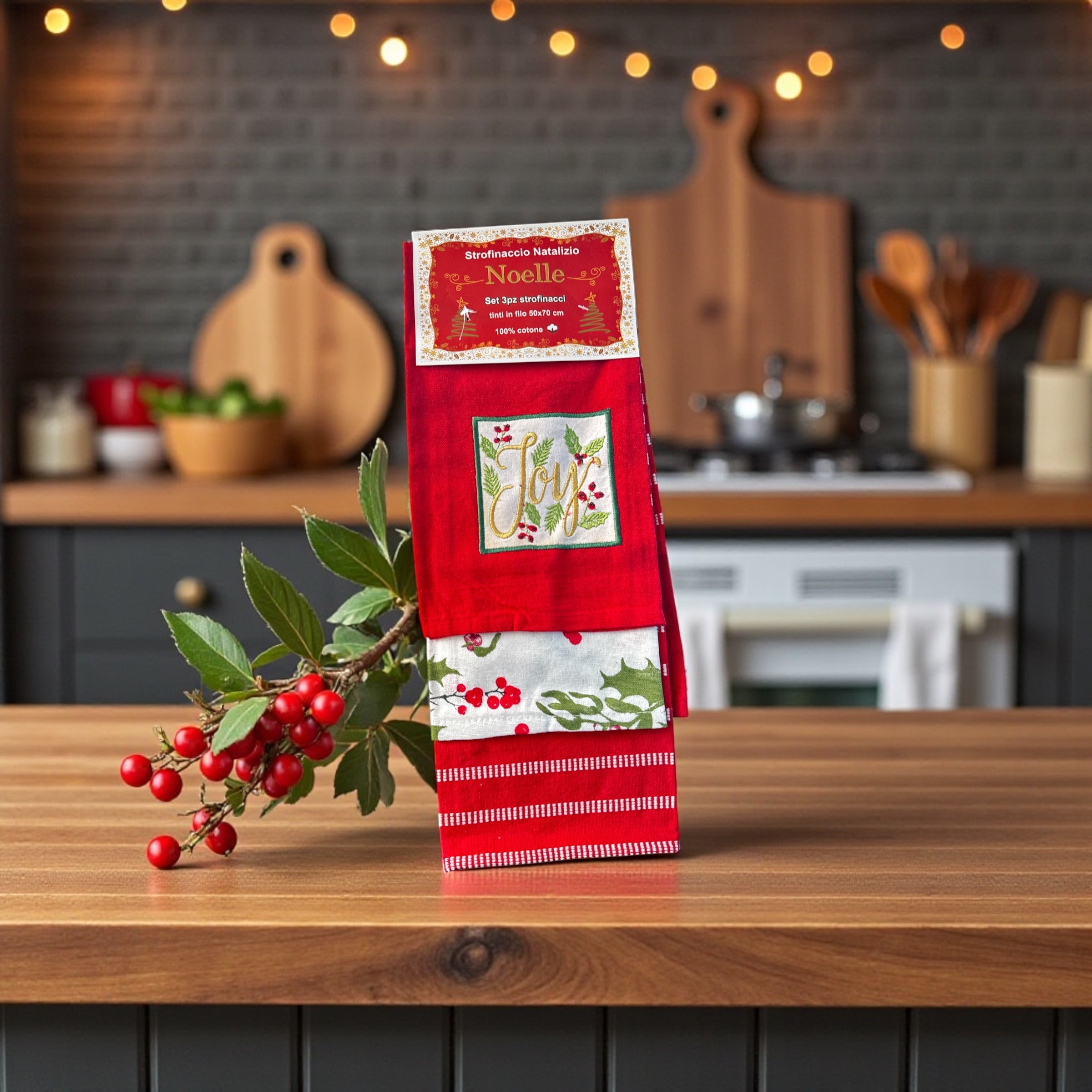 Set 3pezzi strofinacci natalizi