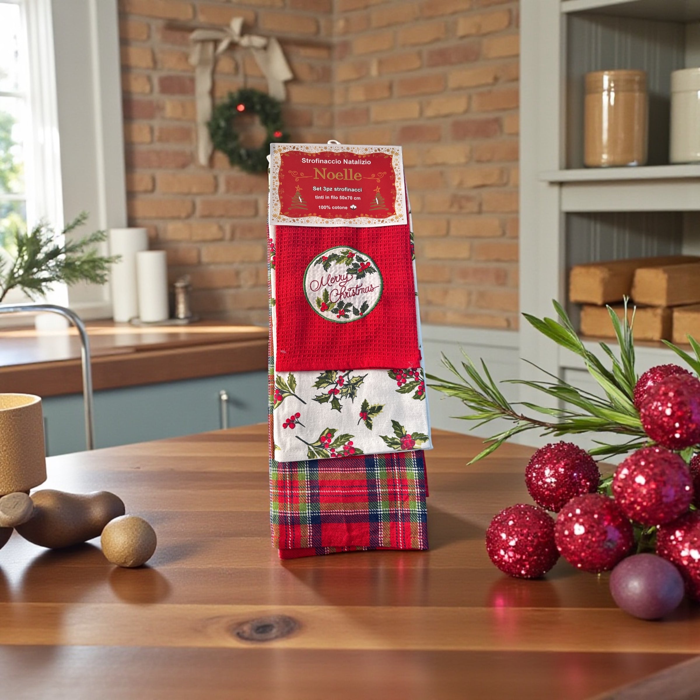 Set 3pezzi strofinacci natalizi