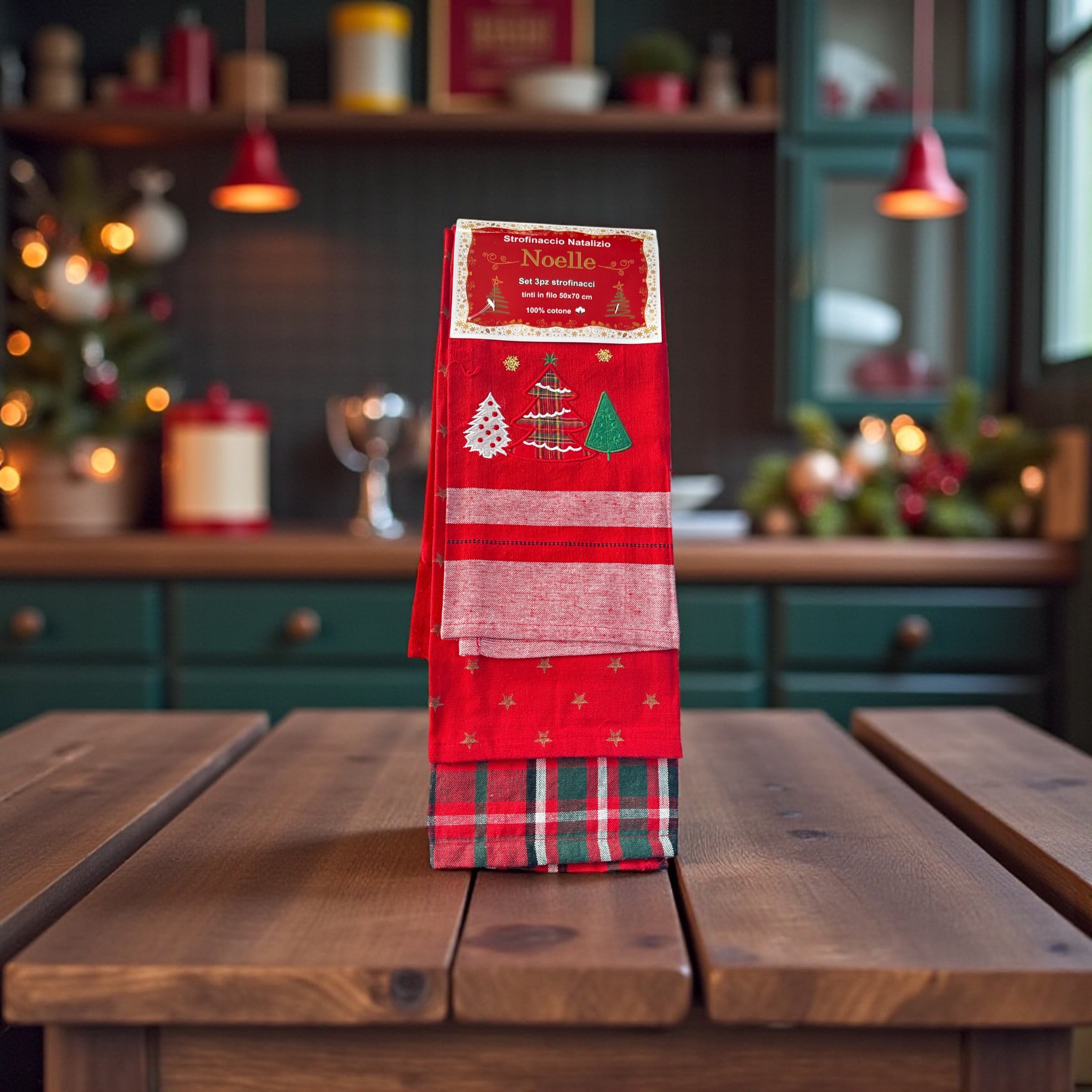 Set 3pezzi strofinacci natalizi