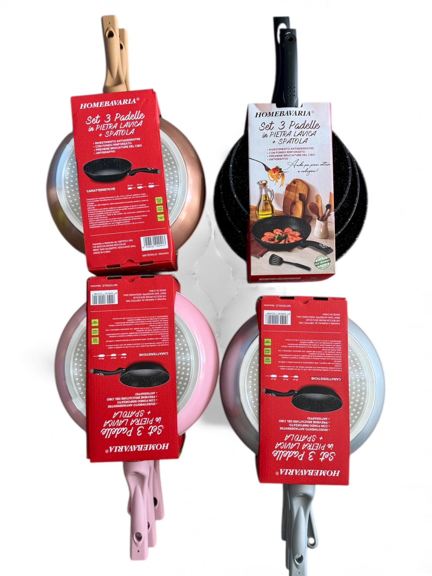 Set 3 padelle in pietra lavica + spatola