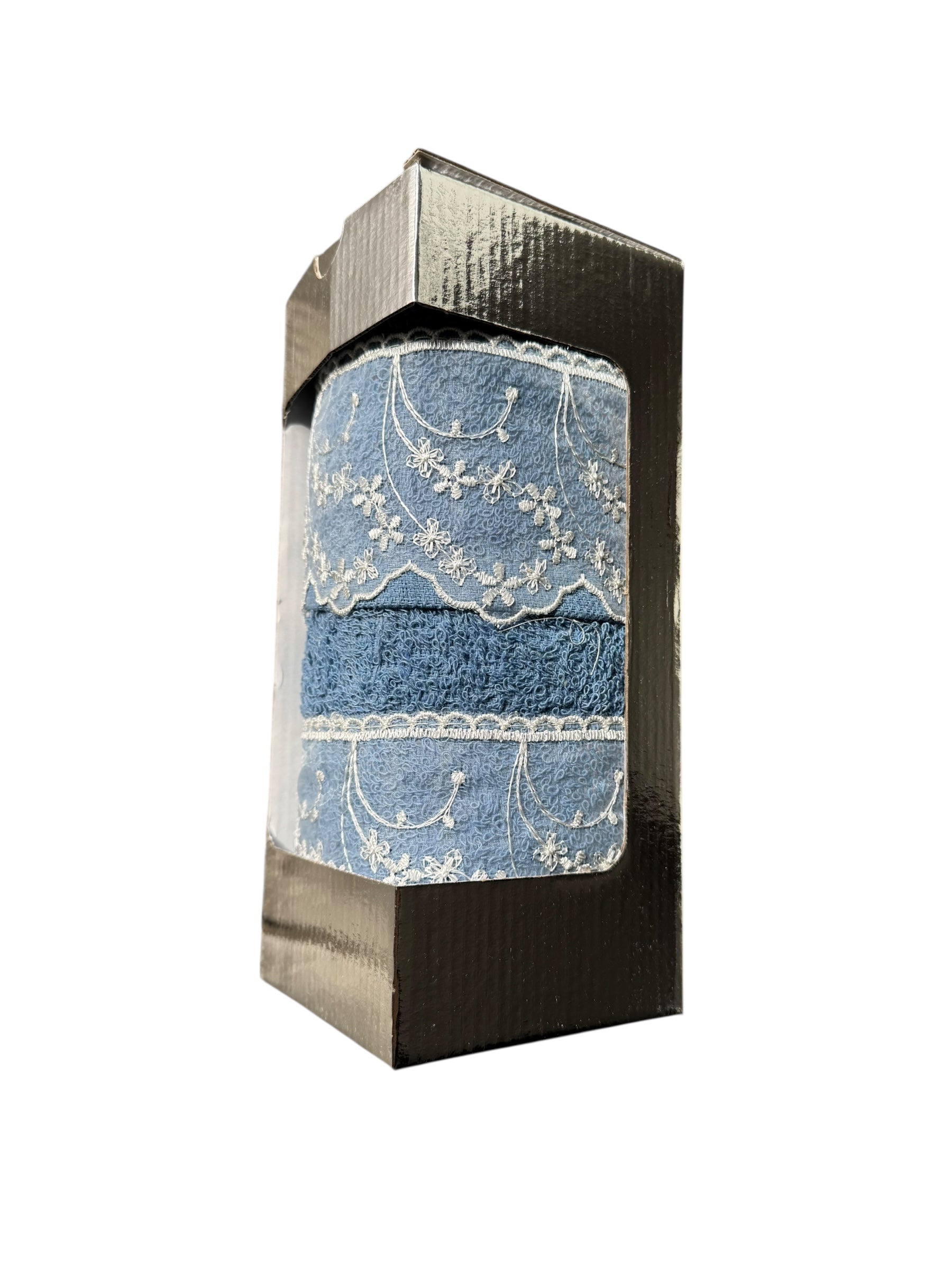 Coppia di asciugamani con ricamo