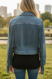 Giacca di jeans con frange