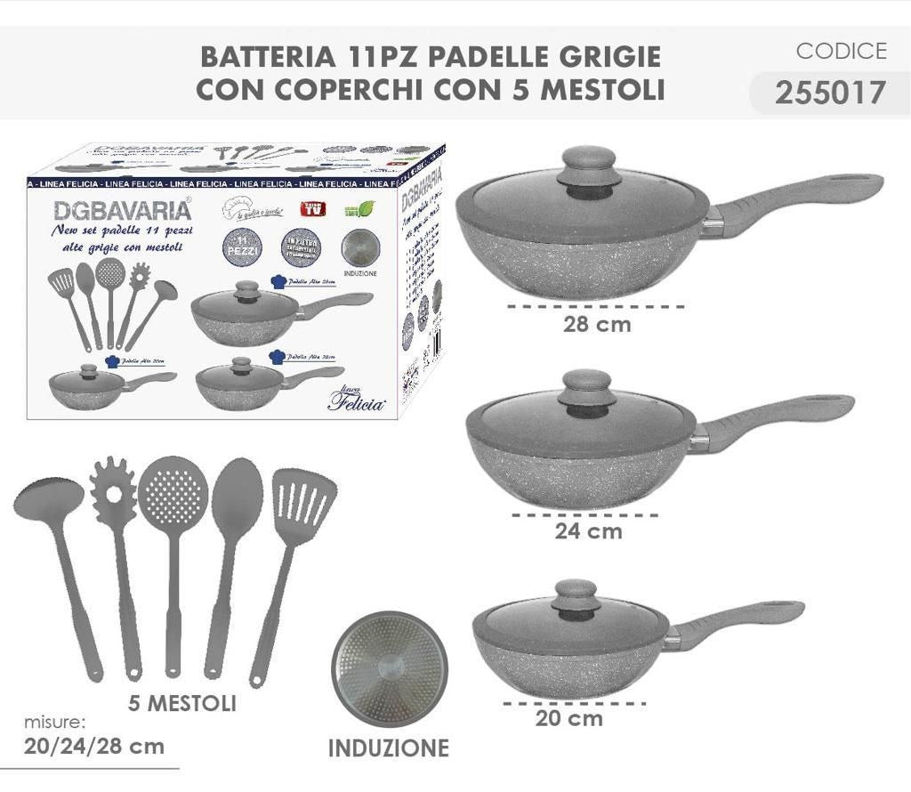 Set Padelle Alte con Mestoli 11 pezzi