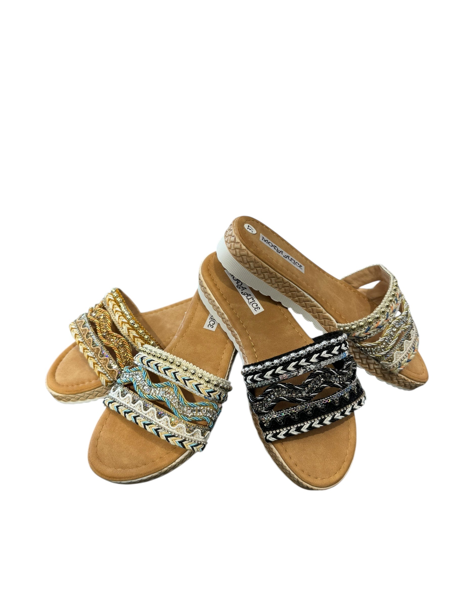 Sandali fascia rafia