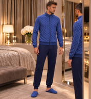 Pigiama Uomo In Morbido Coral Con Zip