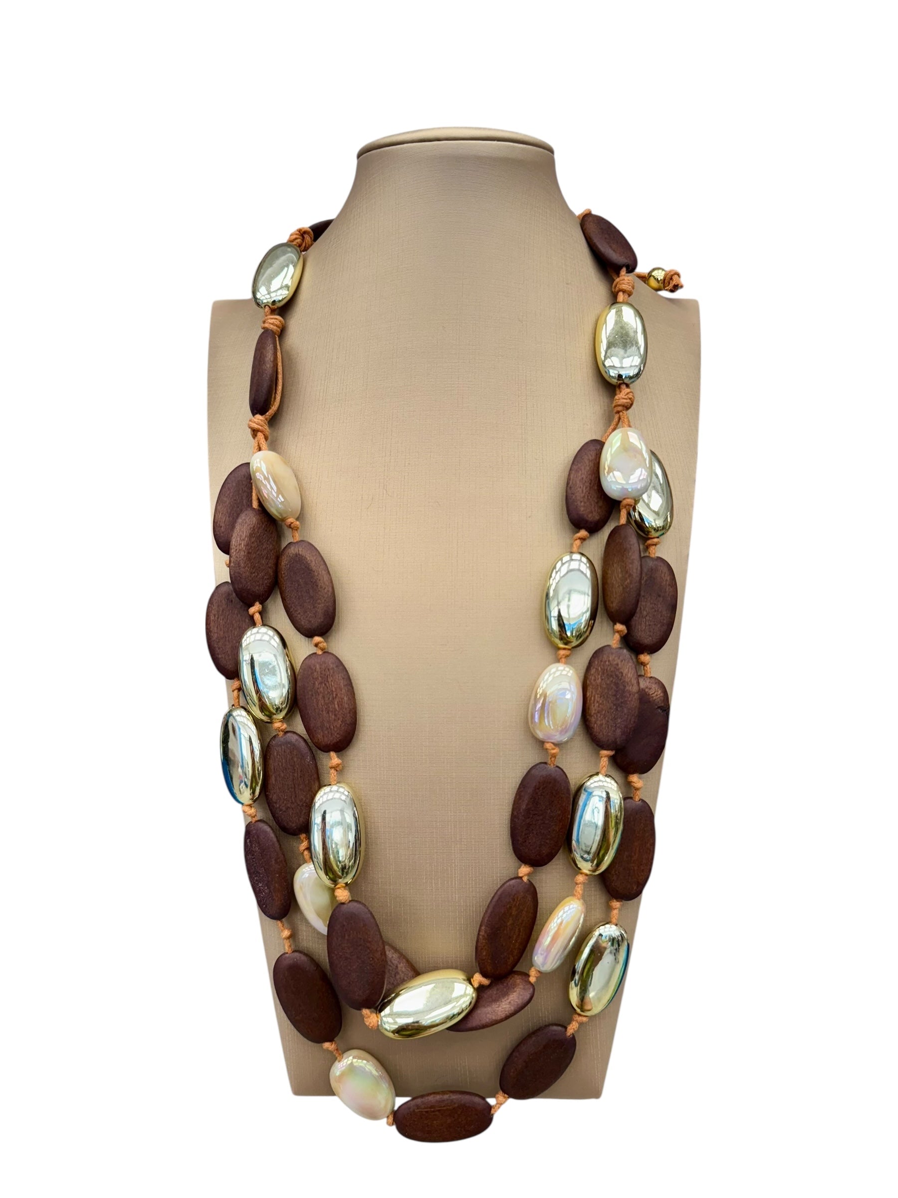 Collana multifilo pietre ovali